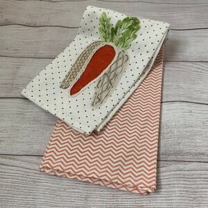Sigrid Olsen Home Kitchen Hand Towel Set of 2 Embroidered Carrots 20x28"